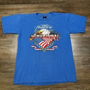 vintage tshirt PROUD TO BE AMERICAN EAGLE USA 1997 blue 90's Medium Med M VTG